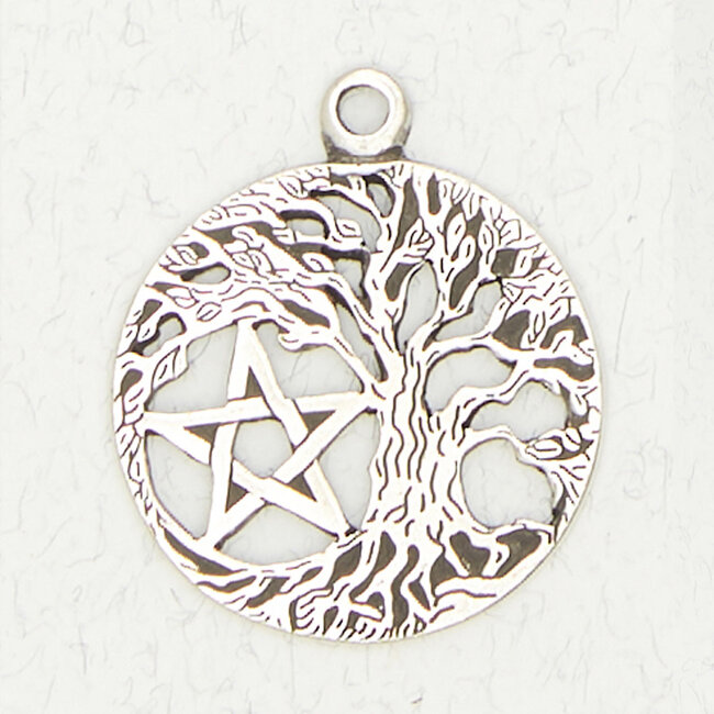 Pentacle in Tree of Life Pendant in Lead-Free Pewter