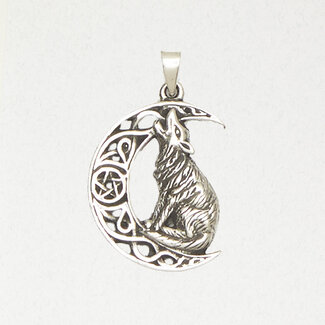 Pentacle of the Howling Wolf Pendant in Lead-Free Pewter