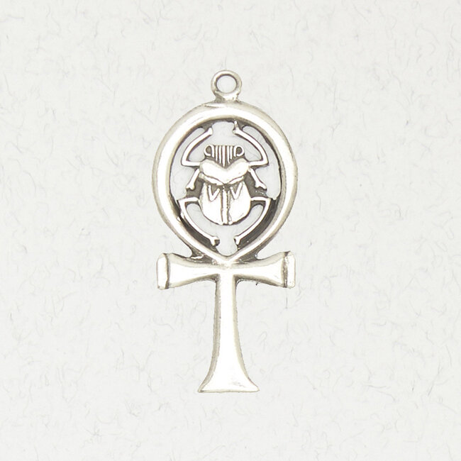 Ankh & Scarab Pendant in Lead-Free Pewter