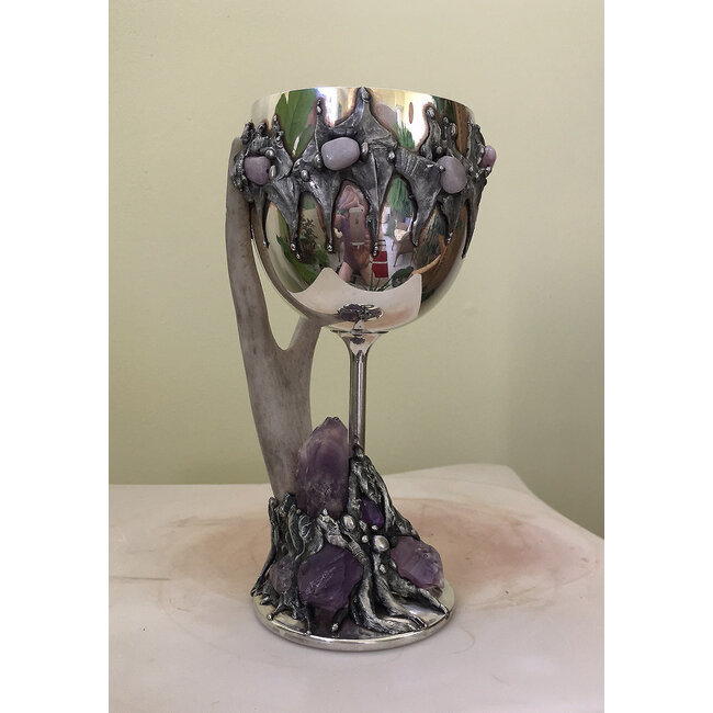 Kunzite Antler Chalice with Amethyst