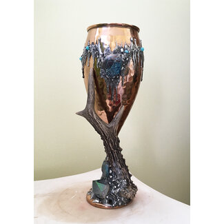 Chrysocola Antler Chalice in Pure Copper with Amazonite