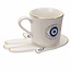 Evil Eye Cup and Saucer in White