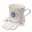 Evil Eye Cup and Saucer in White
