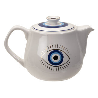 Evil Eye Tea Pot in White - 4 1/3 Inches Tall