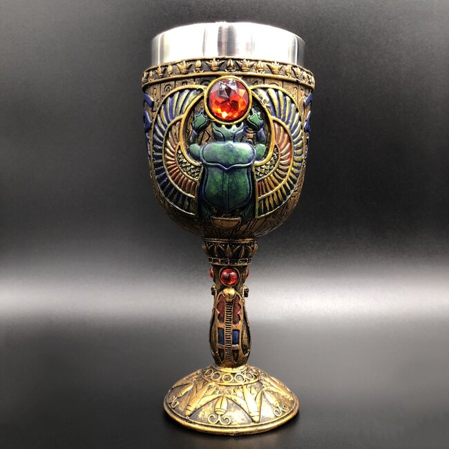 Egyptian Scarab Goblet - 6 3/4 Inches Tall