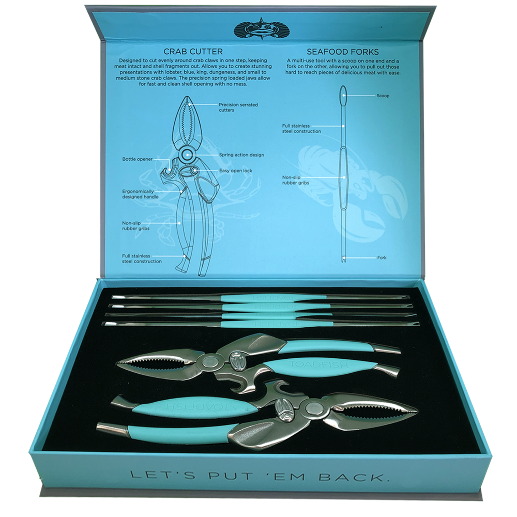 toadfish Toadfish Crab & Lobster Tool Set – 2 Cutters + 4 Seafood Forks