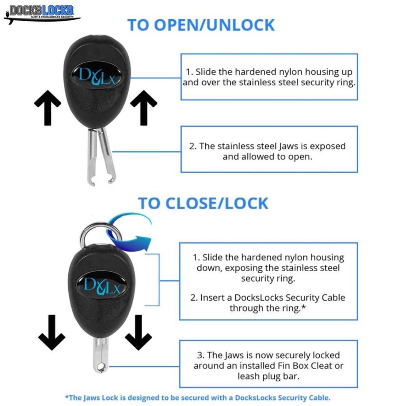 DocksLocks DocksLocks® SUP Paddleboard and Surfboard Lock Anti-Theft Security System