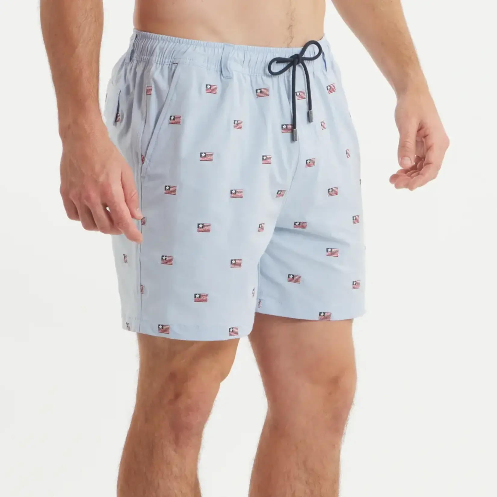 Southern Marsh Southern Marsh SOUTHERNCLASSICS Swim Trunk - Chambray Flags - Light Blue