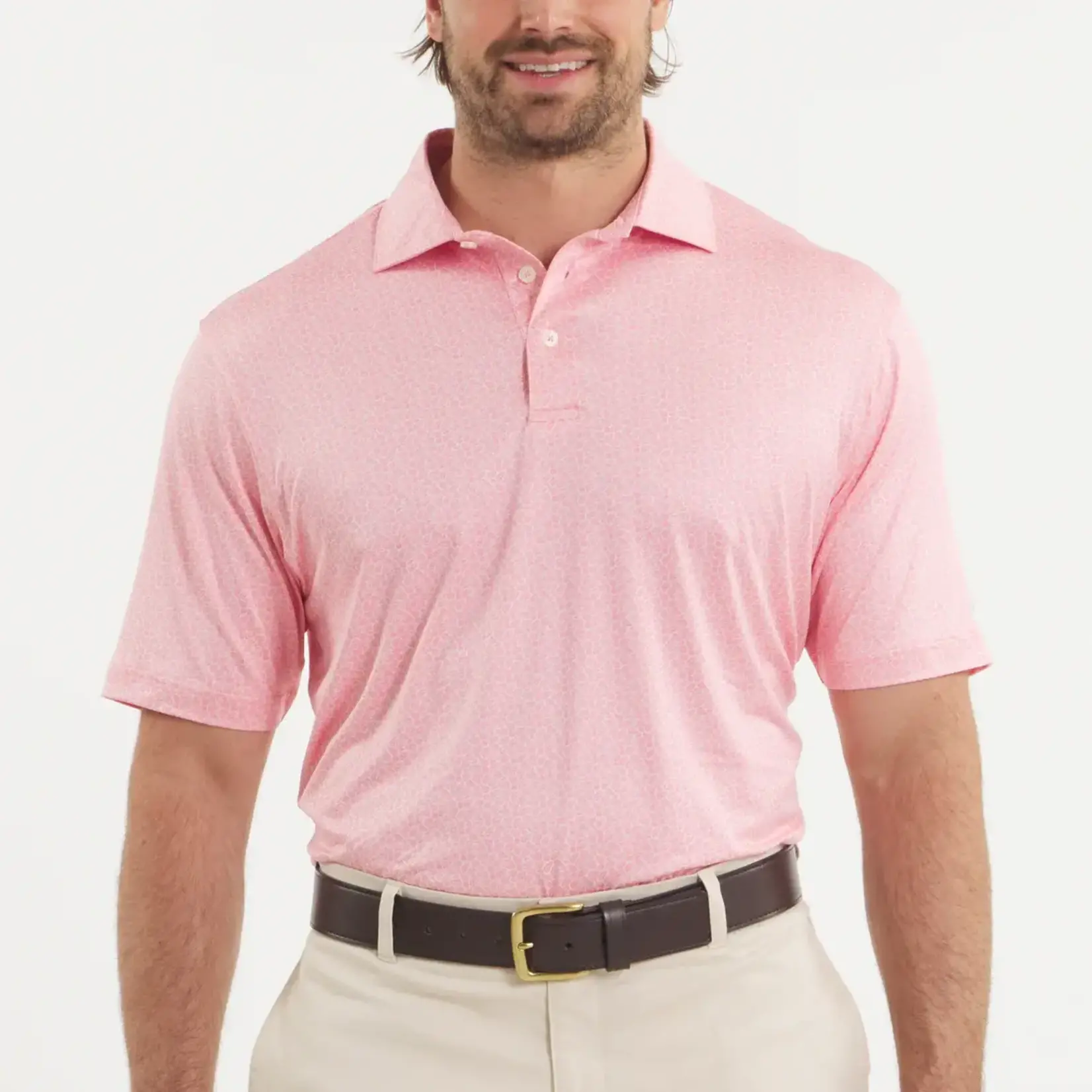 Southern Marsh Southern Marsh Flyline Performance Polo - Oysters & Lemons - Camellia