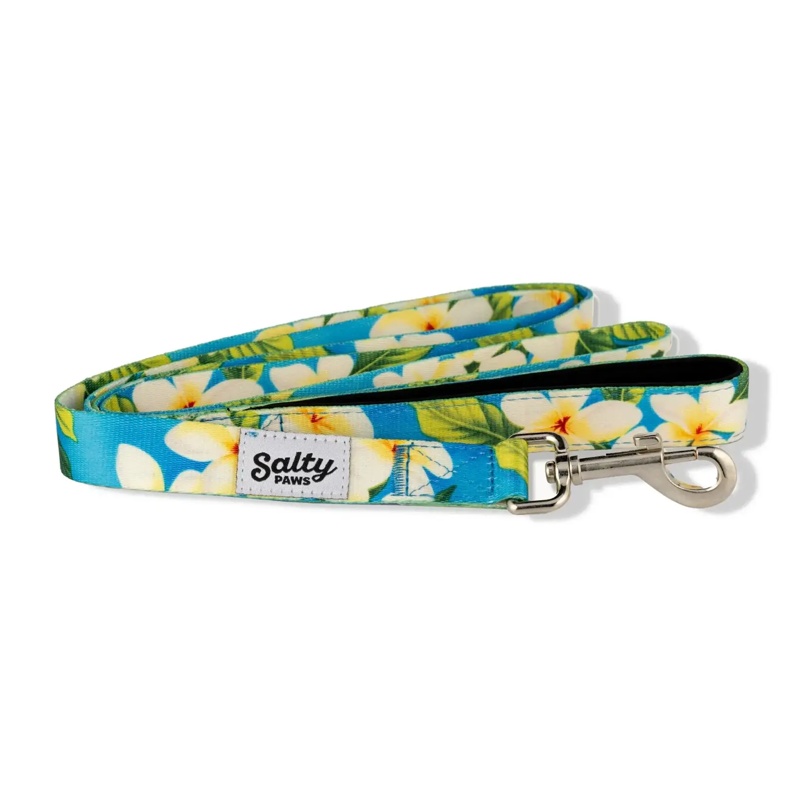 Salty Paws Salty Paws Hawaiian Print Dog Leash Tropical Blue Floral 6' Length Neoprene Lined Handle