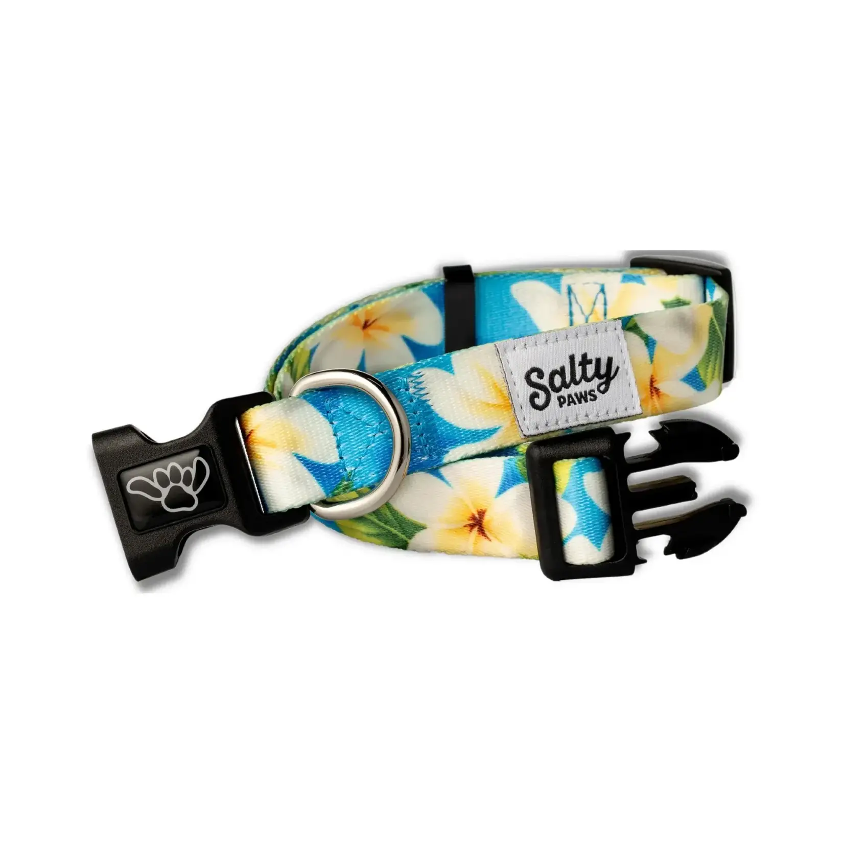 Salty Paws Salty Paws Blue Plumeria Tropical Dog Collar Made From Recycled Plastic Bottles