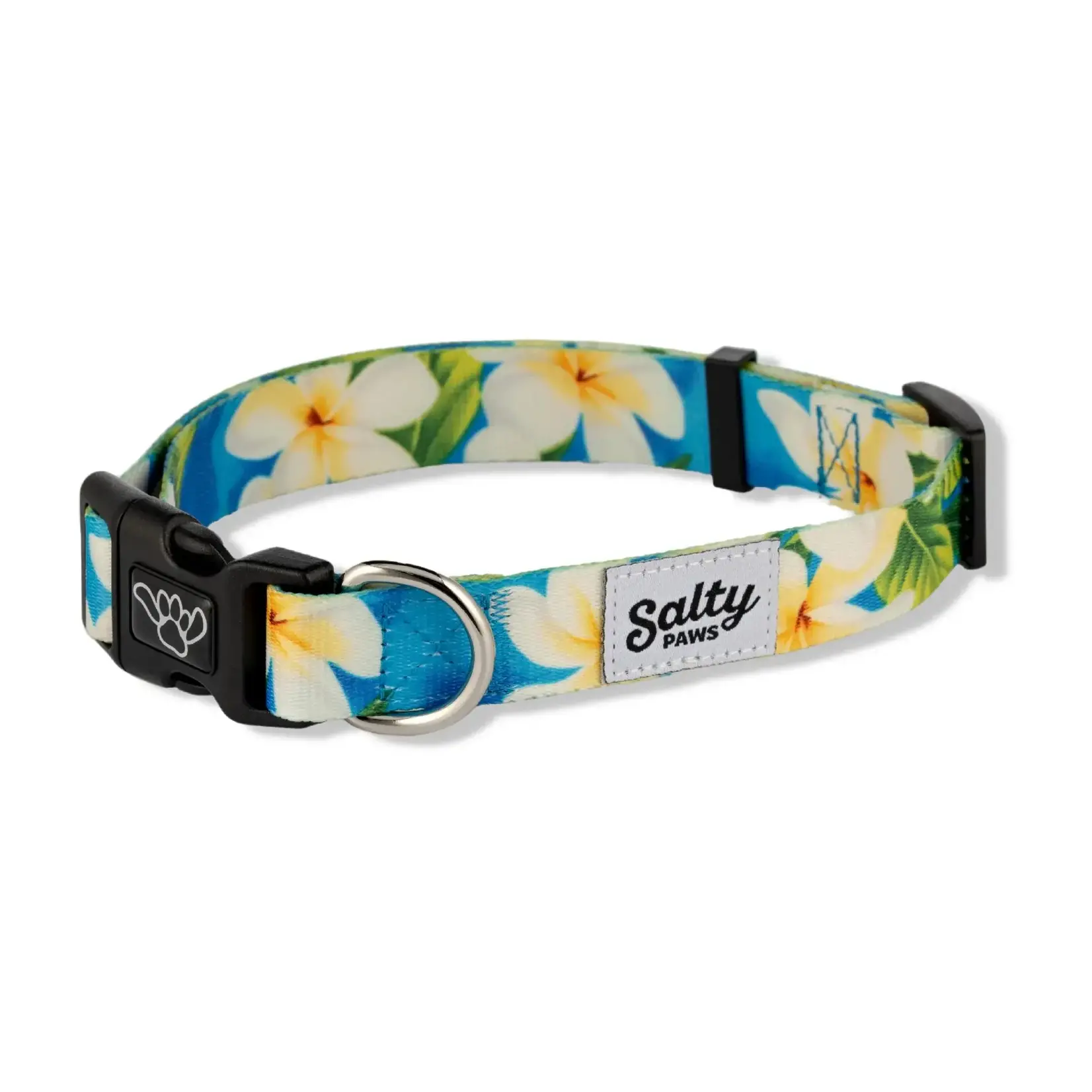 Salty Paws Salty Paws Blue Plumeria Tropical Dog Collar Made From Recycled Plastic Bottles