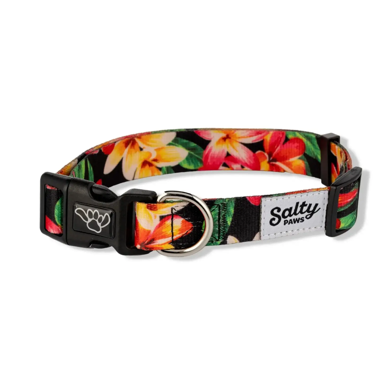 Salty Paws Salty Paws Hawaiian Print Dog Collar Tropical Black Floral Collar Made From Recycled Plastic Bottles