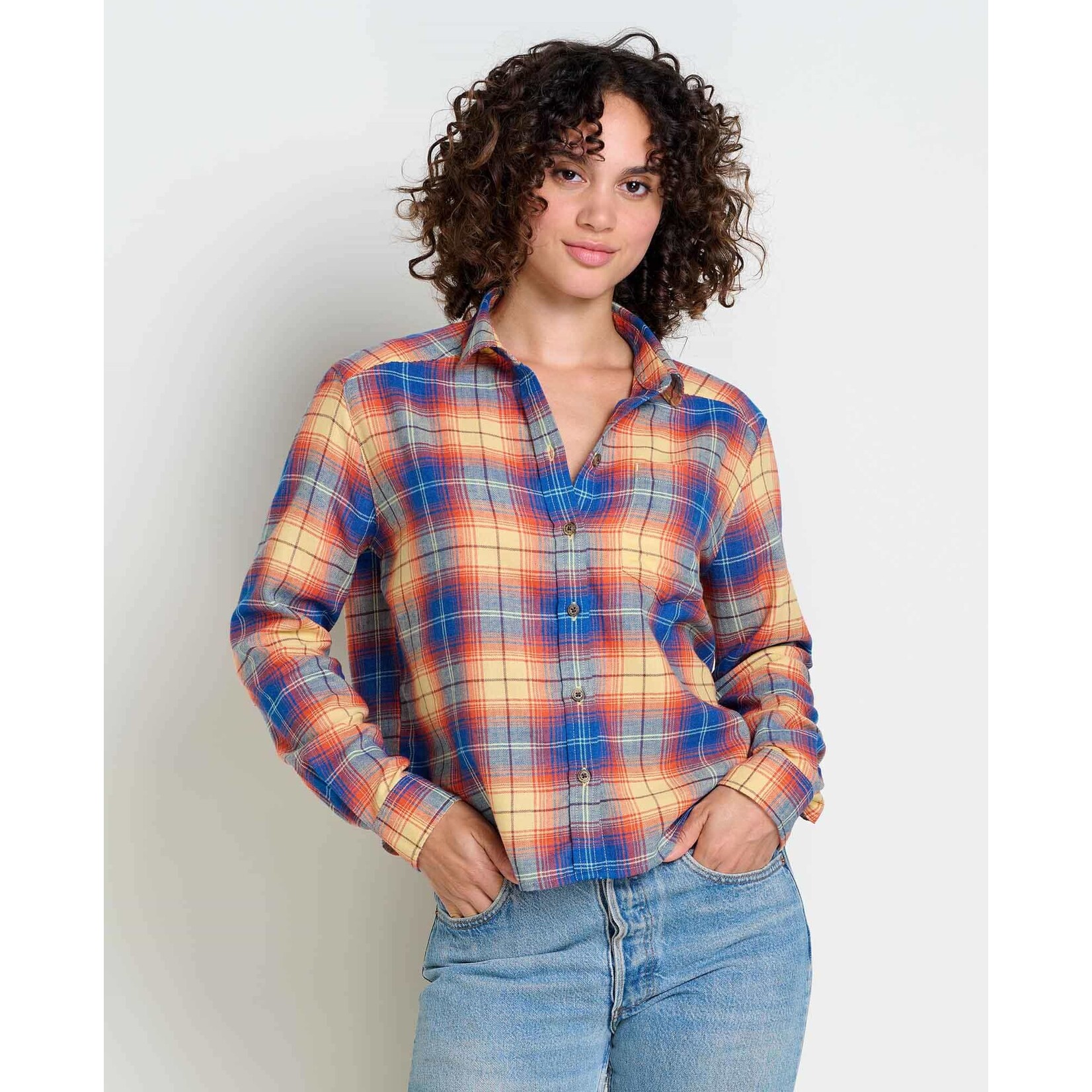 Toad & Co Toad & Co re-form flannel boxy ls shirt straw multi ombre S