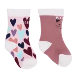 Kombi ADORABLE TWIN PACK INFANT SOCK-DOODLE HEARTS 3-9m