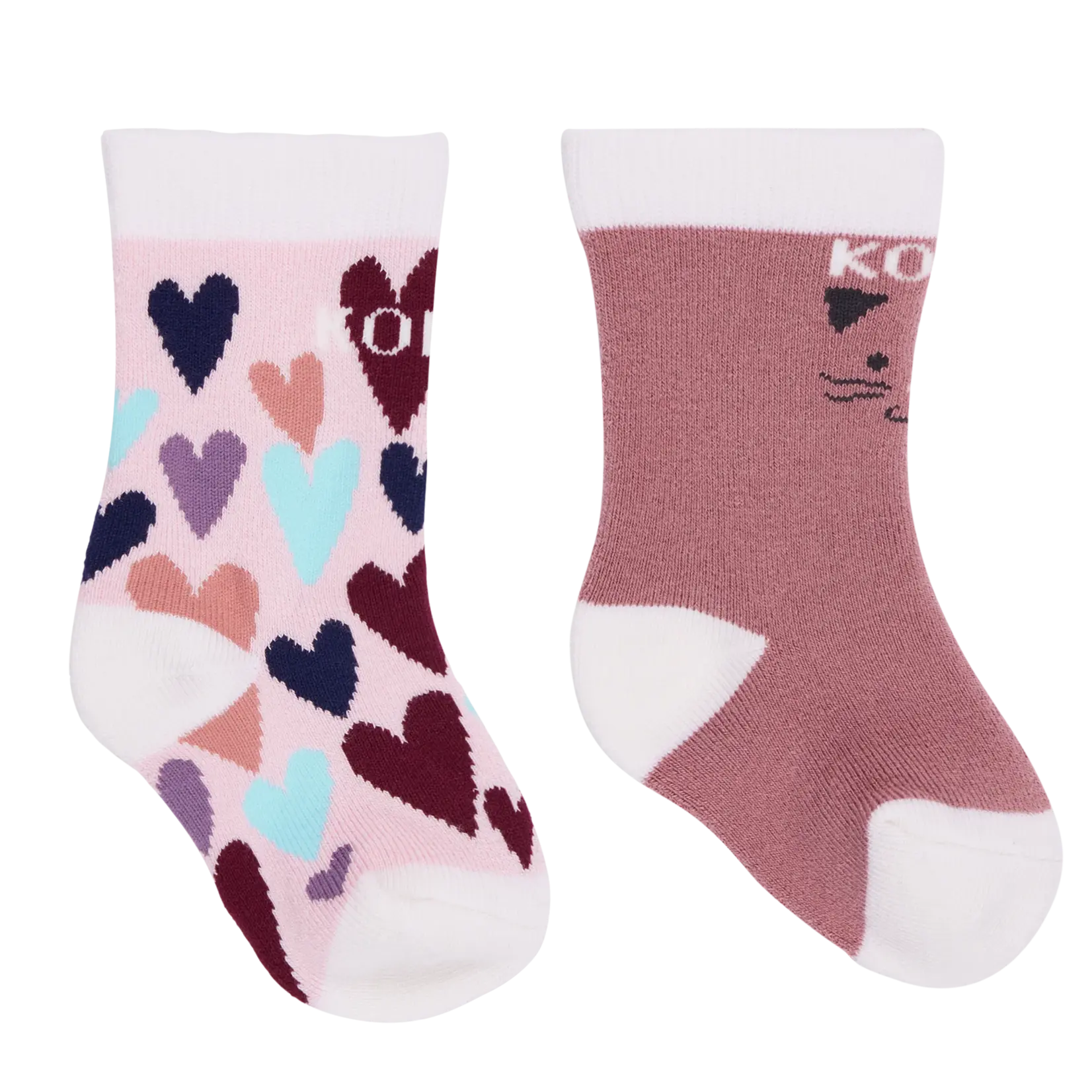 Kombi ADORABLE TWIN PACK INFANT SOCK-DOODLE HEARTS 3-9m