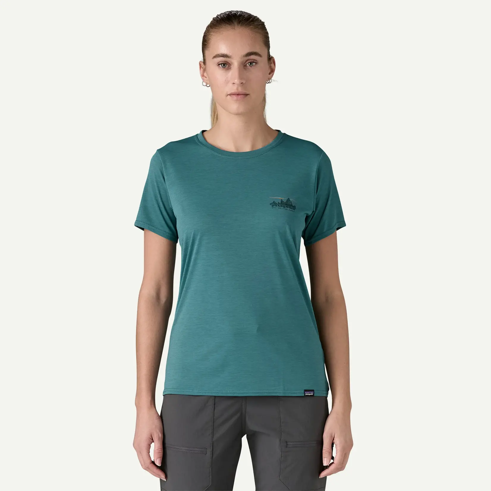 Patagonia PATAGONIA W's Cap Cool Daily Graphic Shirt 73 Skyline: Wetland Blue X-Dye XL