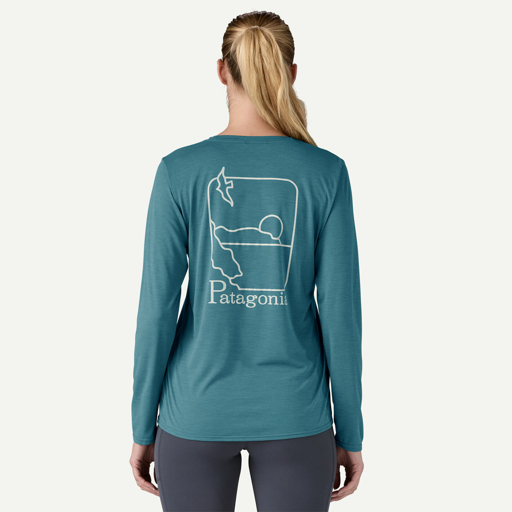 Patagonia PATAGONIA W's L/S Cap Cool Daily Graphic Shirt - Waters Swelldrifter: Wetland Blue X-Dye XL