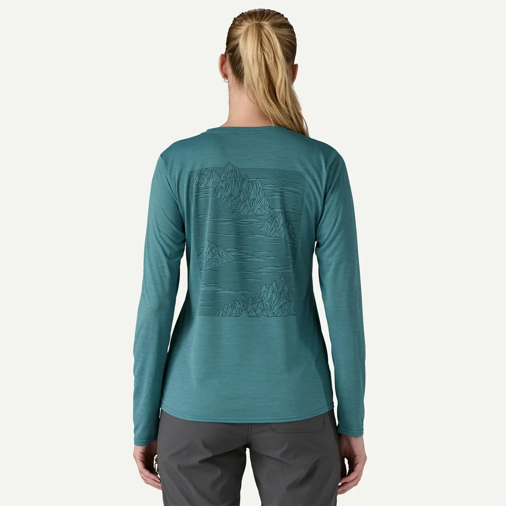 Patagonia PATAGONIA W's L/S Cap Cool Daily Graphic Shirt Strataspire: Wetland Blue X-Dye XL