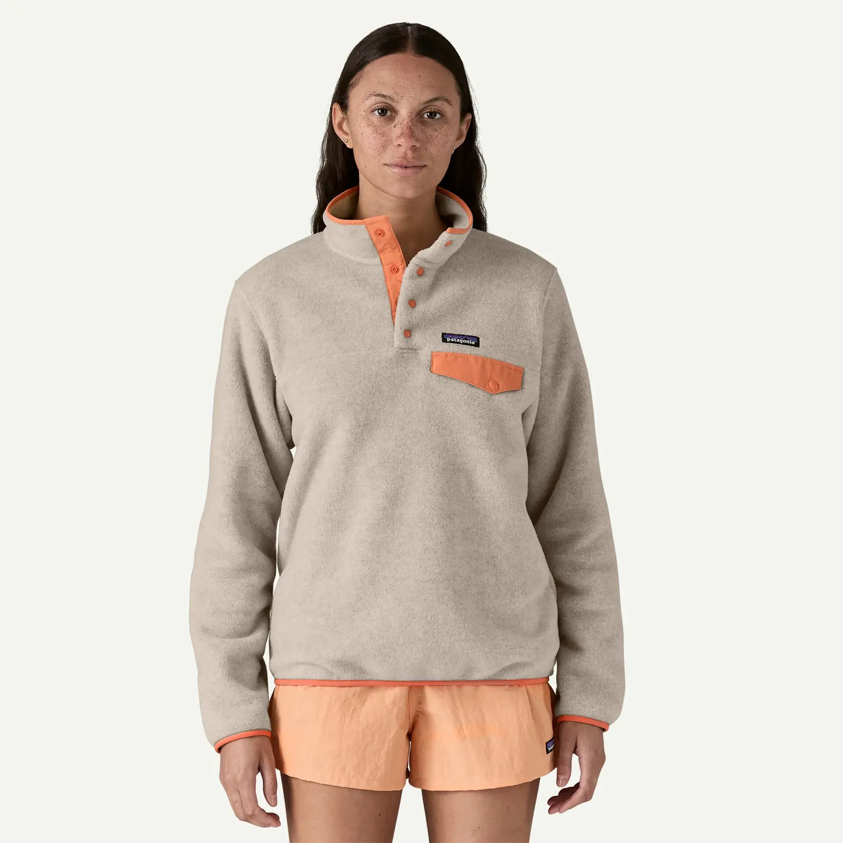 Patagonia PATAGONIA W's LW Synch Snap-T P/O Oatmeal Heather w/Heirloom Peach XL
