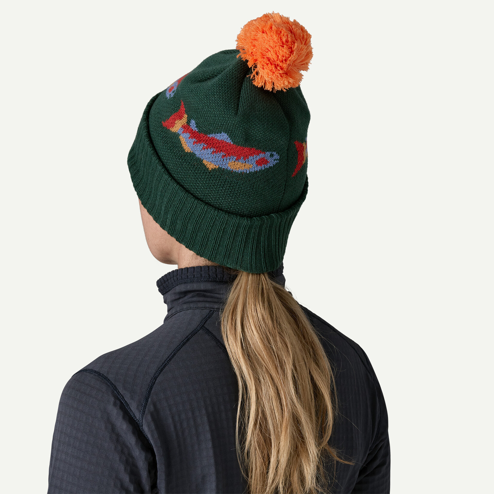 Patagonia Patagonia Powder Town Beanie Salmon Energy Stripe: Old Growth Green ALL