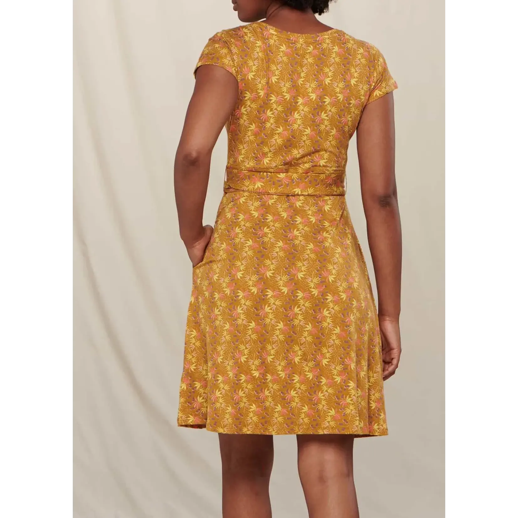 Toad & Co FINAL SALE Toad & Co cue wrap ss dress kelp palm print L