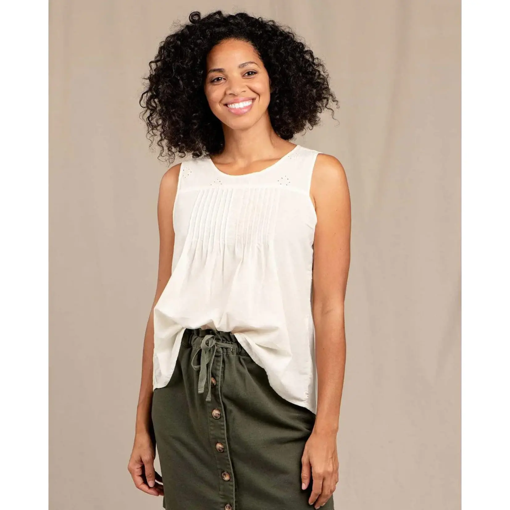 Toad & Co FINAL SALE Toad & Co WILLET PINTUCK TANK egret XS