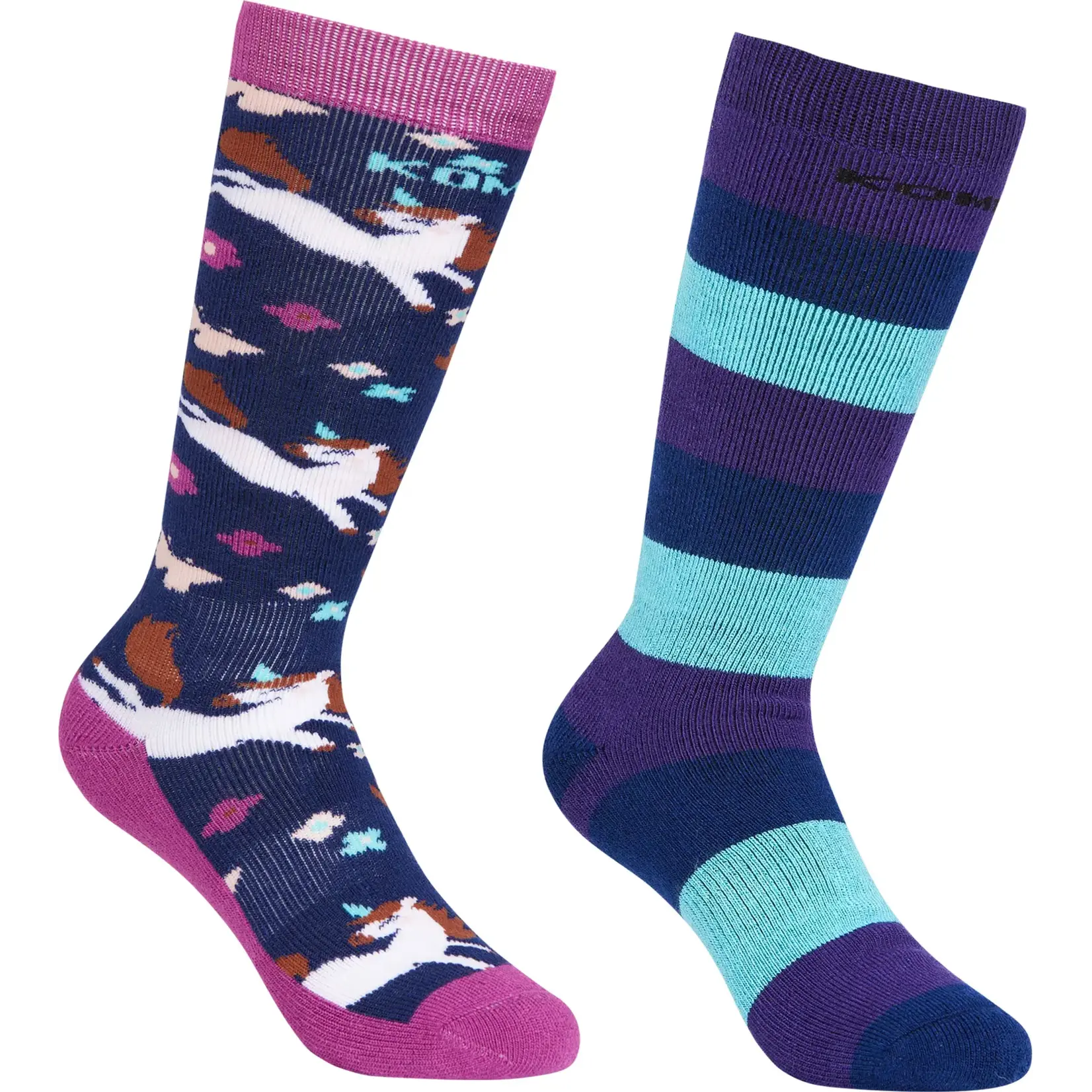 Kombi Rumble Heavy Socks Twin Pack - Happy Blue Unicorn - L/XL