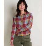 Toad & Co Re-Form Flannel Boxy LS Shirt Port Open Windowpane M