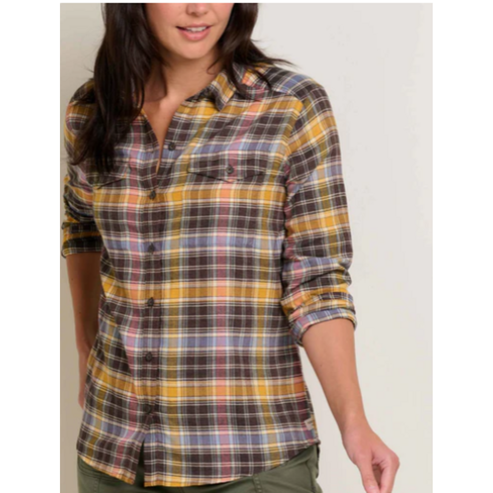 Toad & Co Re-Form Flannel LS Shirt Chestnut Check L