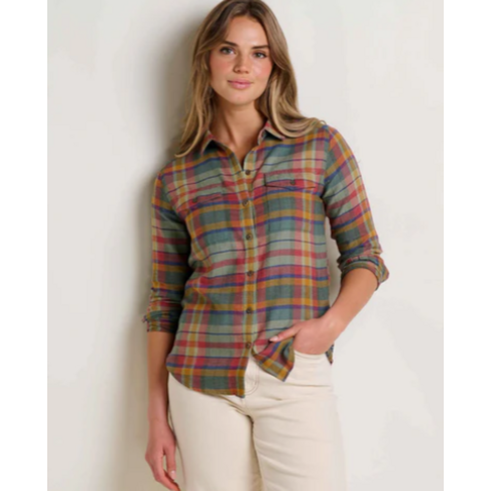 Toad & Co Re-Form Flannel LS Shirt Yucca Madras M
