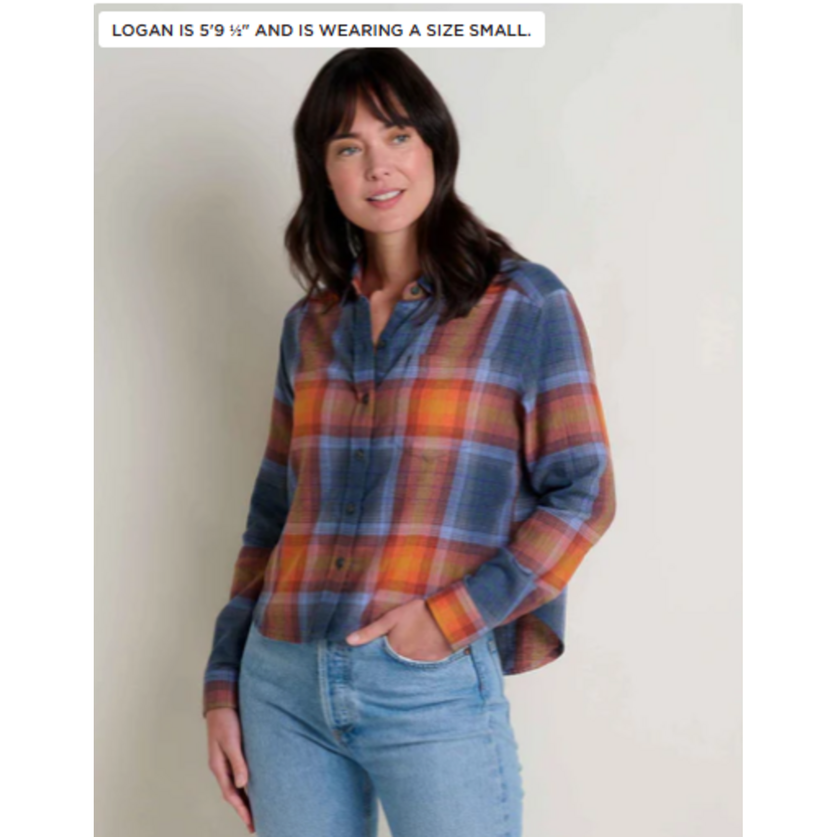 Toad & Co Re-Form Flannel Boxy LS Shirt Ink Ombre M