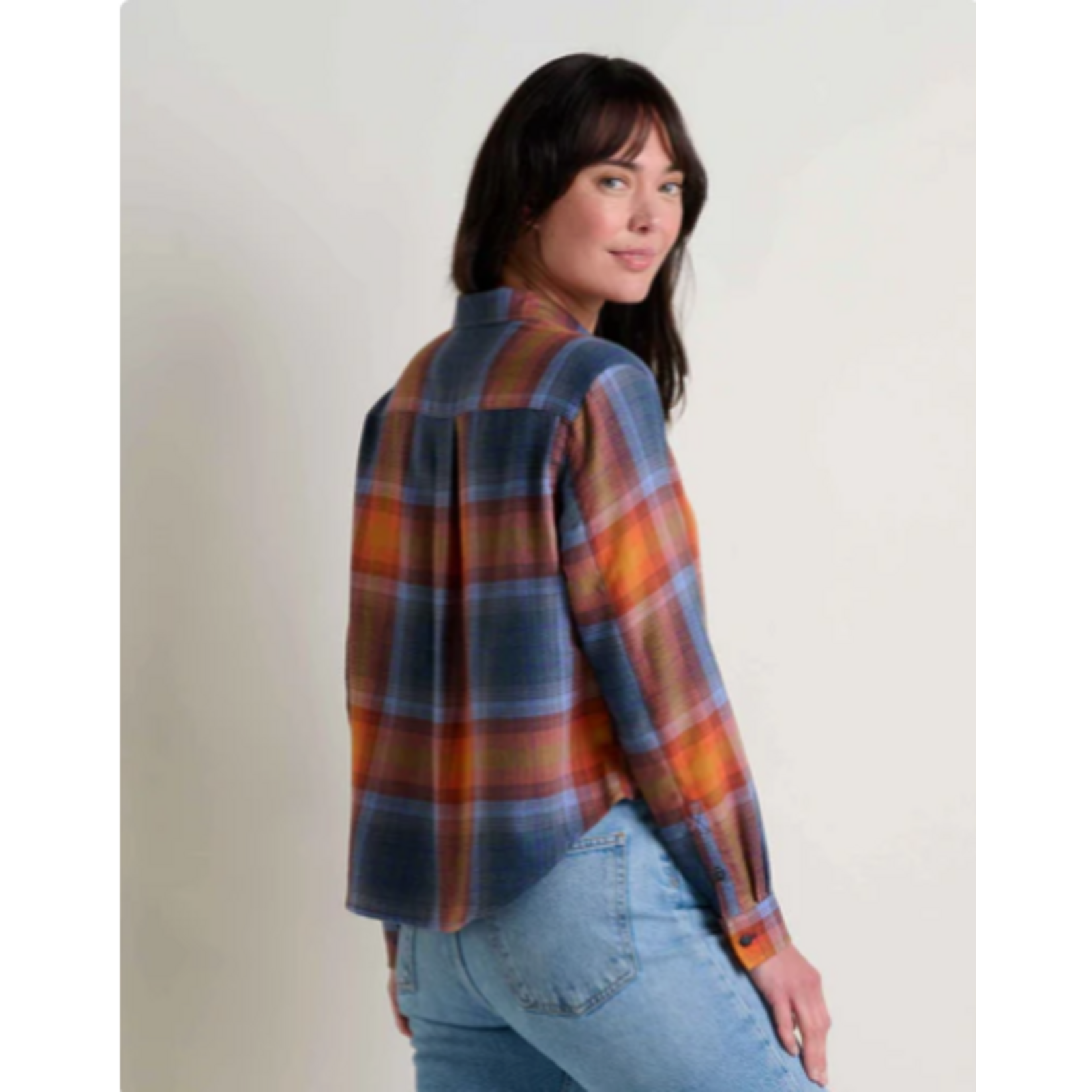 Toad & Co Re-Form Flannel Boxy LS Shirt Ink Ombre M