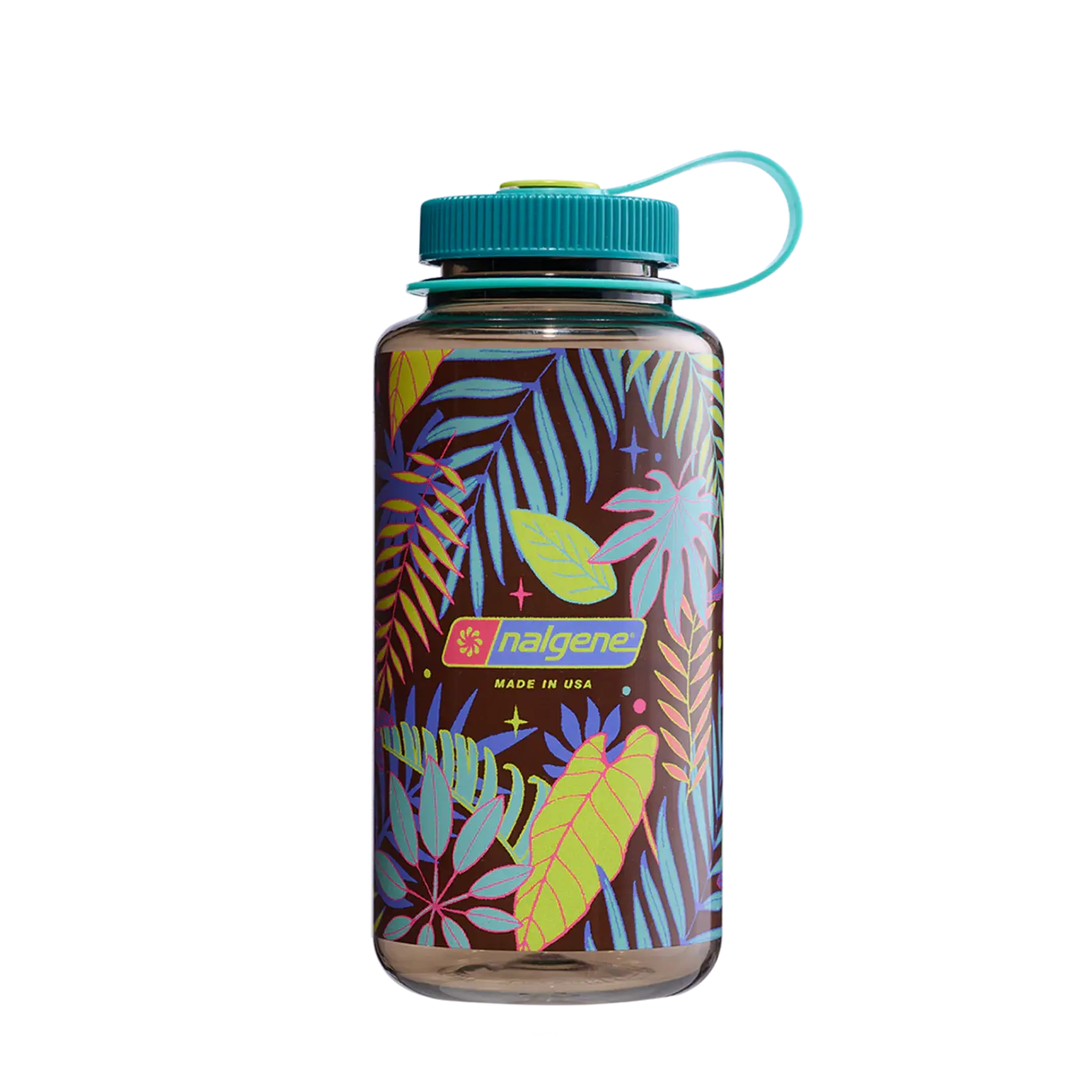 Nalgene Nalgene Sustain Water Bottle - 32oz, Wide Mouth, Blue and Green Leaves