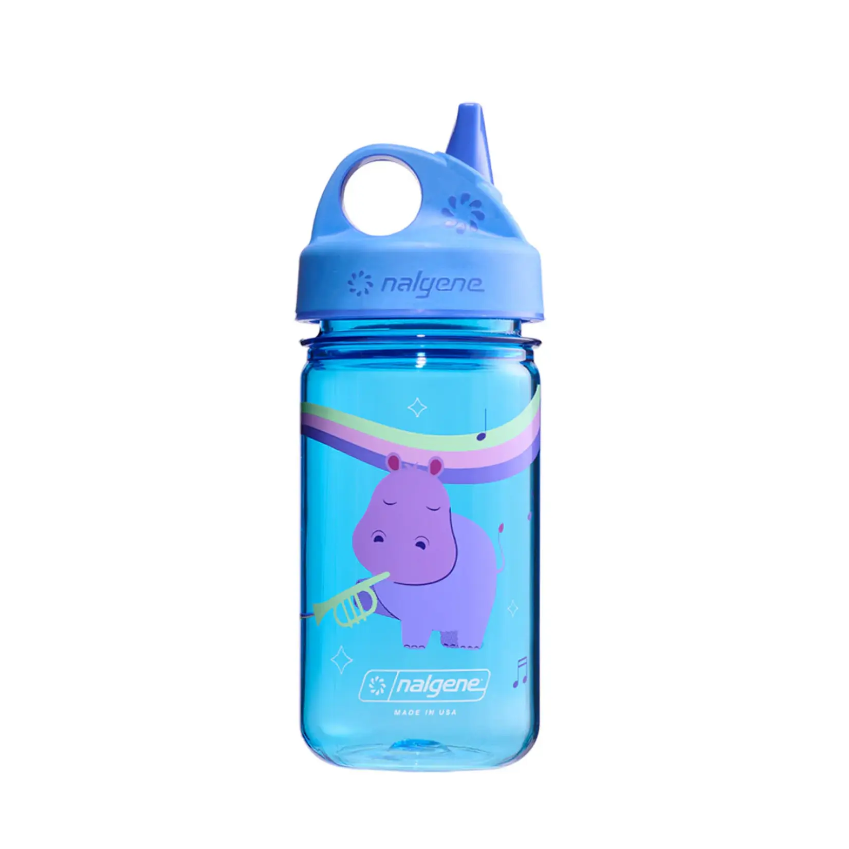 Nalgene NALGENE - 12oz Grip-N-Gulp Kids Sustain Bottle with Graphic - Blue Hippo