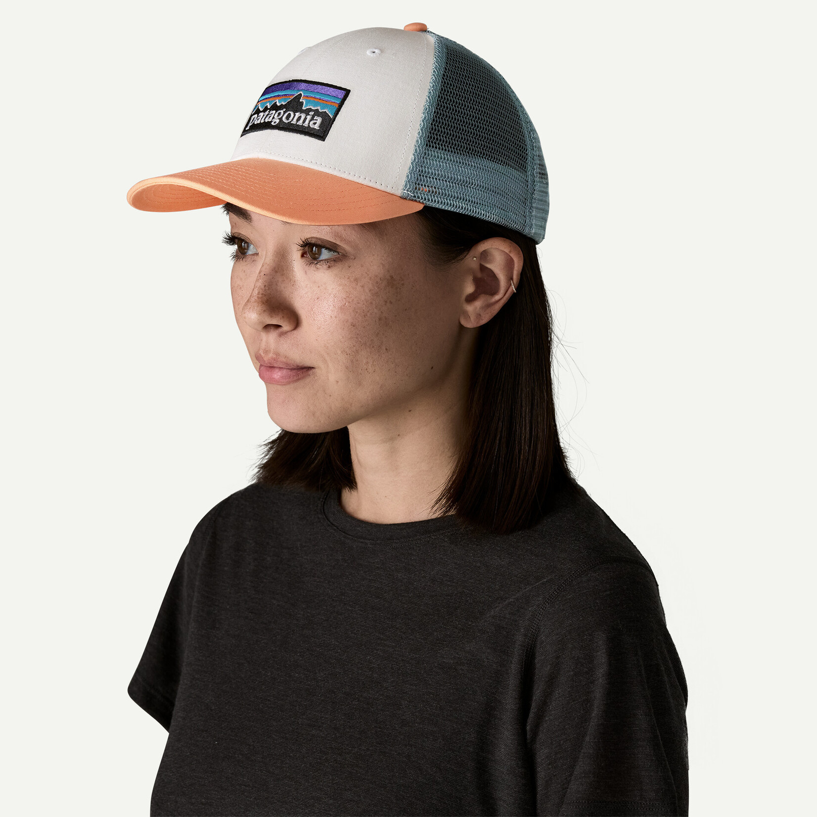 Patagonia Patagonia P-6 Logo LoPro Trucker Hat White w/Peach Sherbet ALL