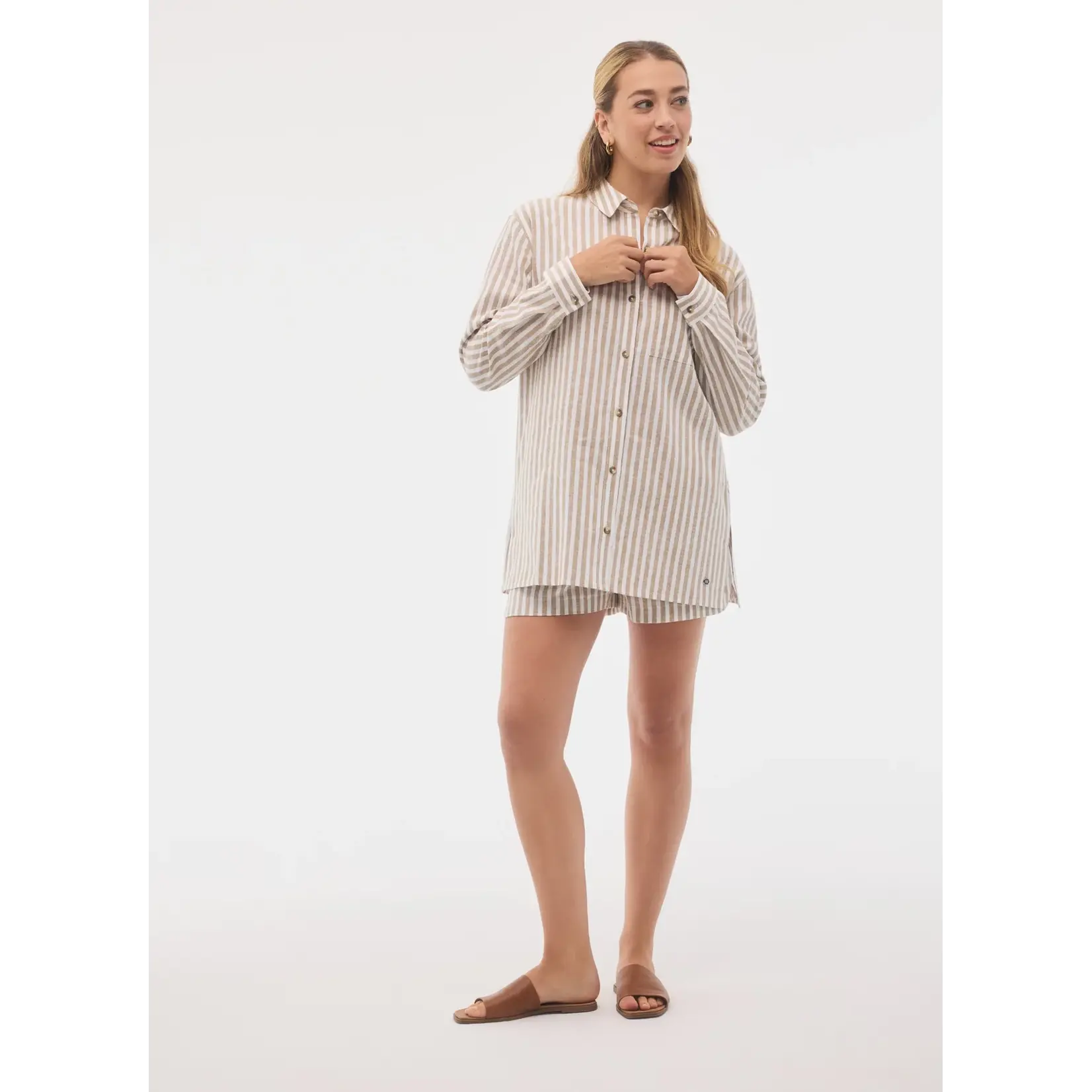 FIG FIG - Leidy Shirt - Cabana Stripe Maple - M