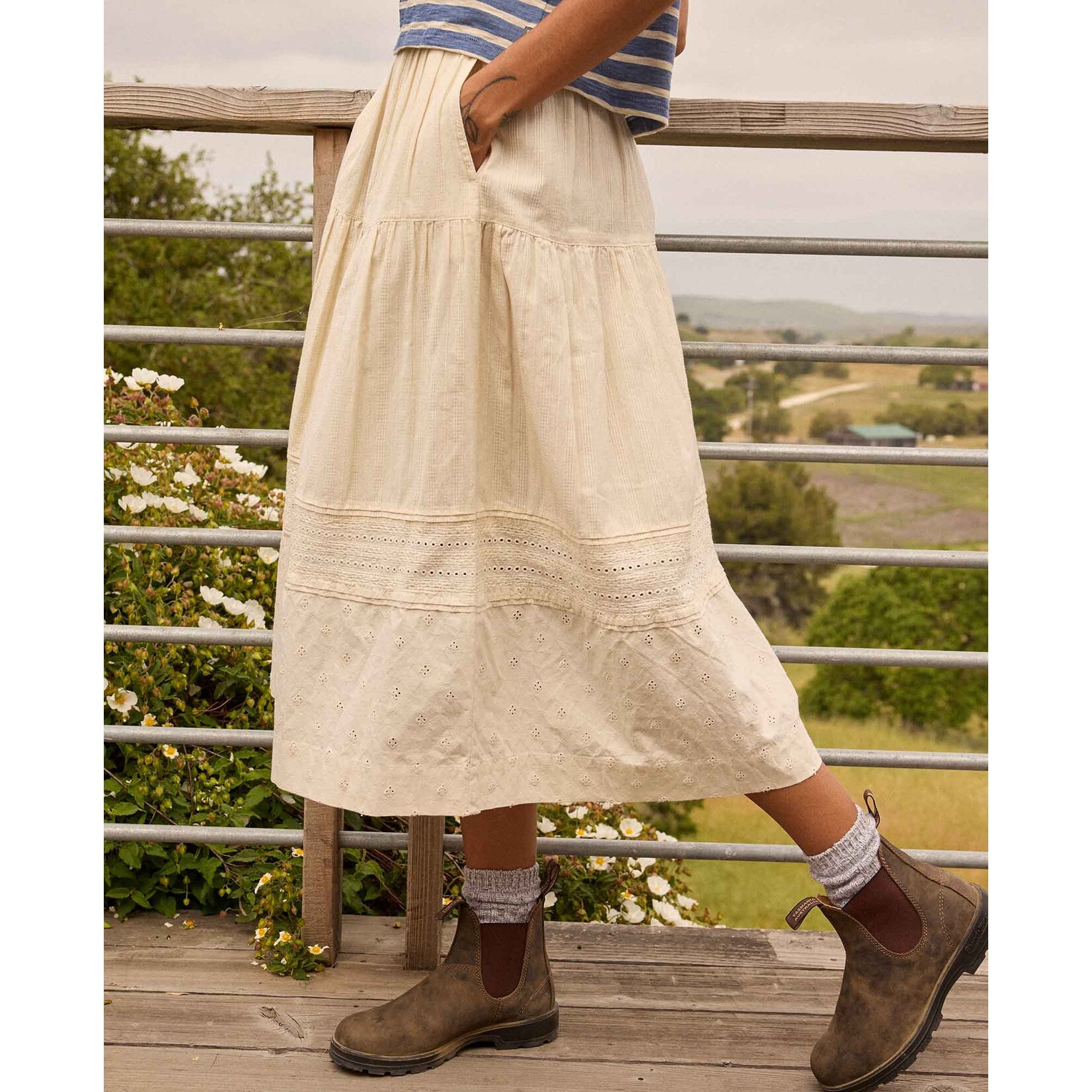 Toad & Co Toad & Co airscape midi skirt salt dobby S