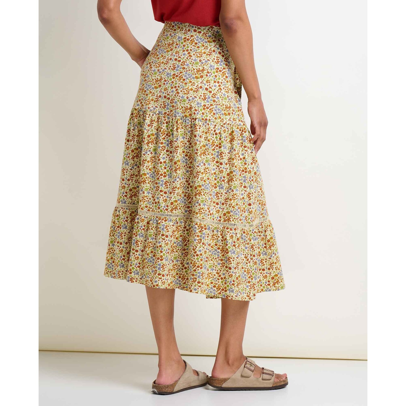 Toad & Co Toad&Co - Marigold Tiered Midi Skirt - Cinnamon Ditsy - L