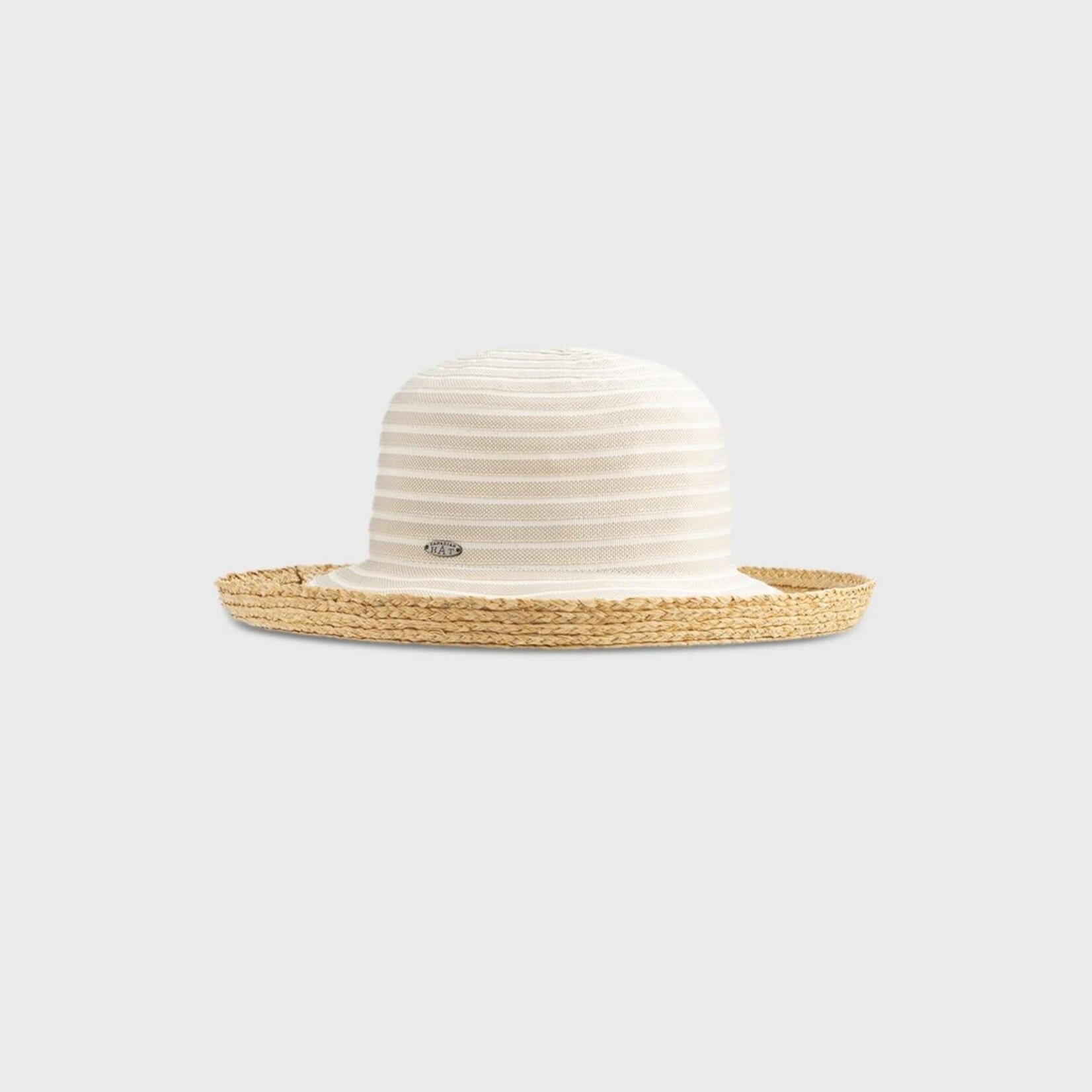 Canadian Hat CANADIAN HAT RUCCO-CLOCHE W STRIPES AND STRAW BRIM Beige M