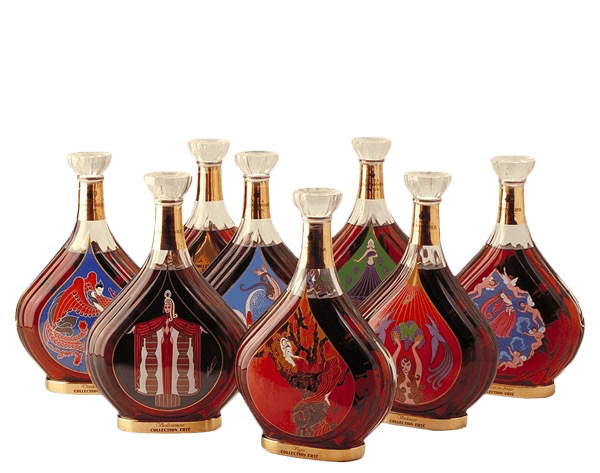 Sold at Auction: Burgundy Art Glass Decanter & 7 Aperitif Wine