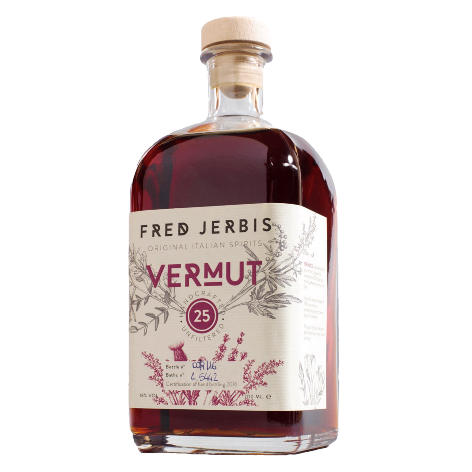 Spirits Fred Jerbis Vermut 25 Rouge Handcrafted, Unfiltered