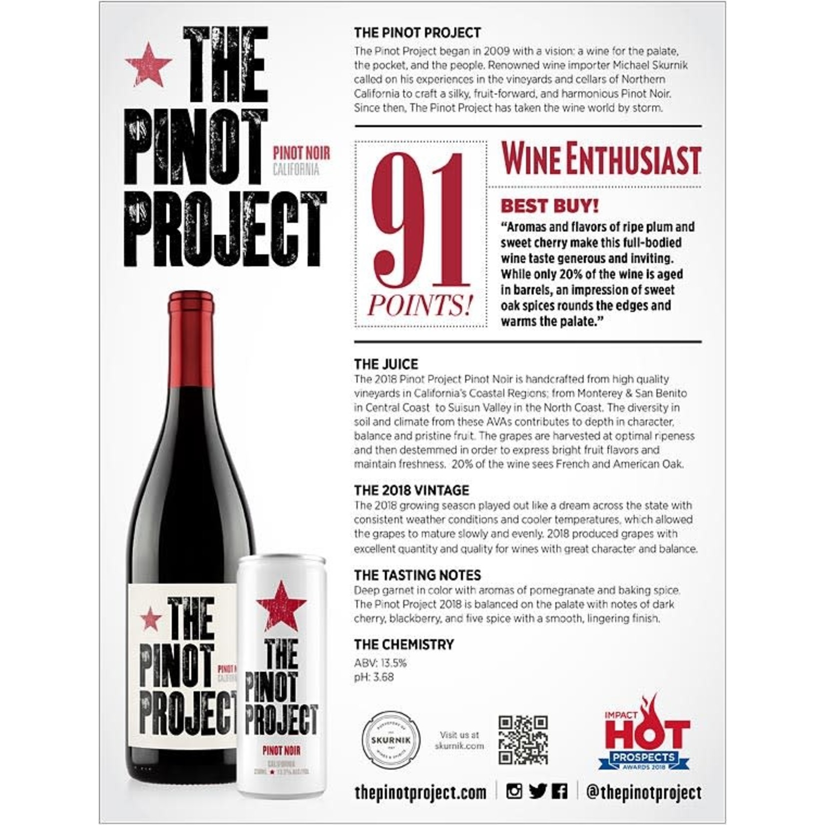 Wine Pinot Project California Pinot Noir Cans 2021 250ml