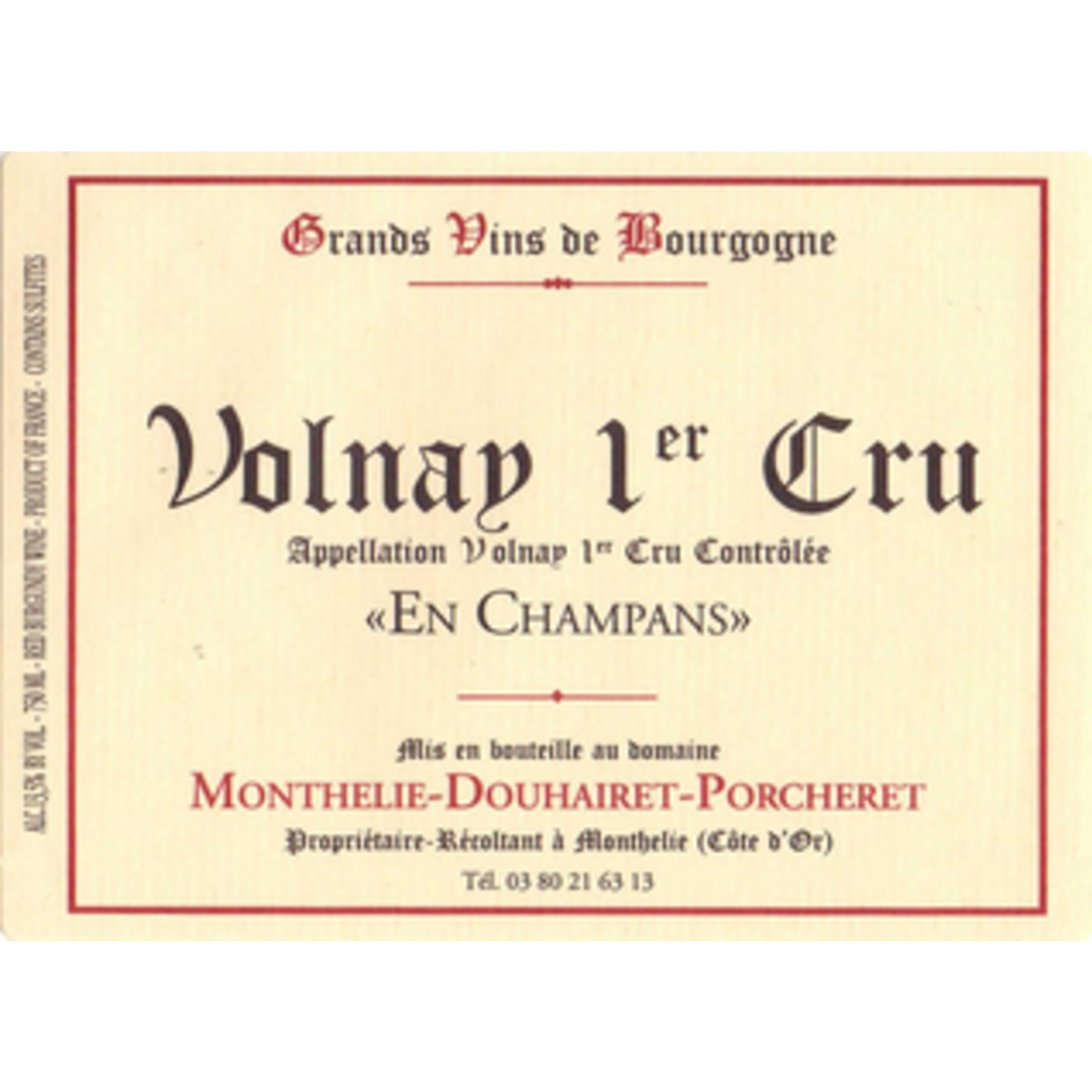 Wine Monthelie Douhairet Porcheret Volnay Premier Cru En Champans 2018