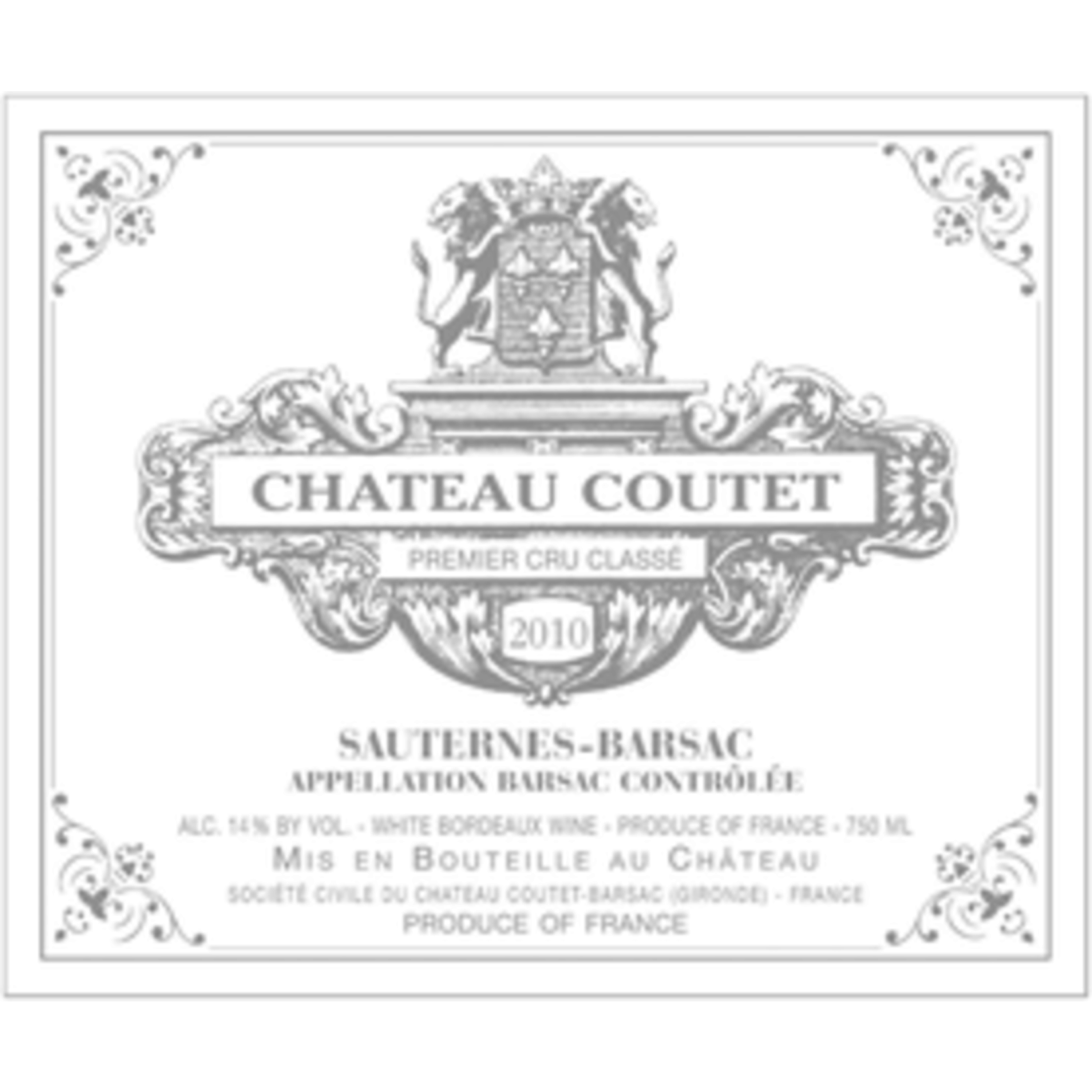 Wine Chateau Coutet Sauternes Barsac 2010