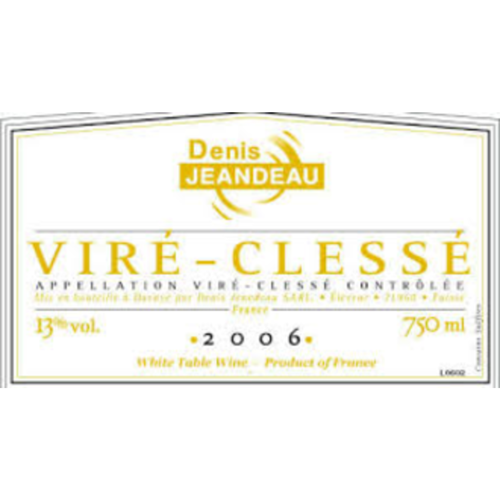 Wine Denis Jeandeau Vire Clesse Blanc 2018