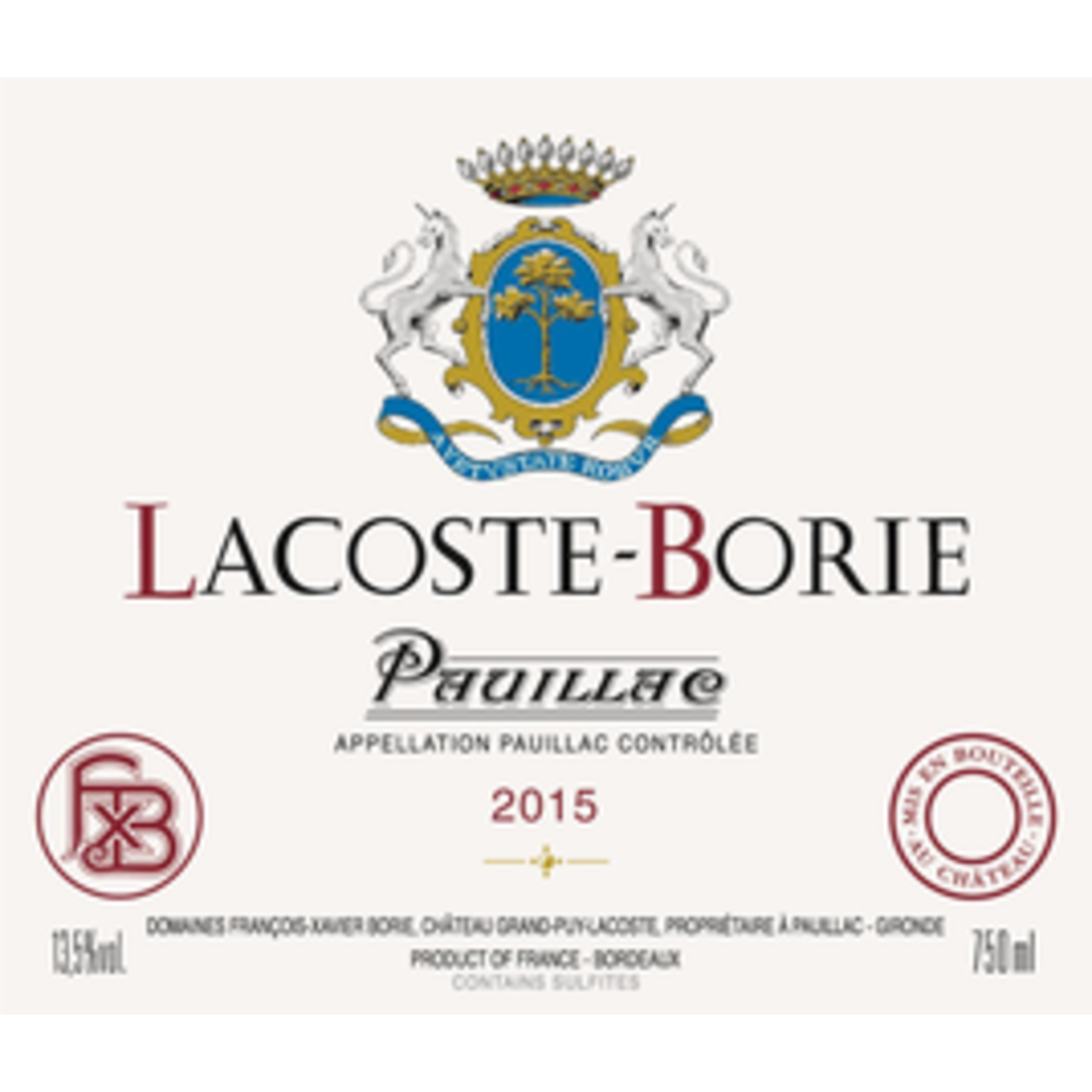 Wine Lacoste Borie 2015 375ml