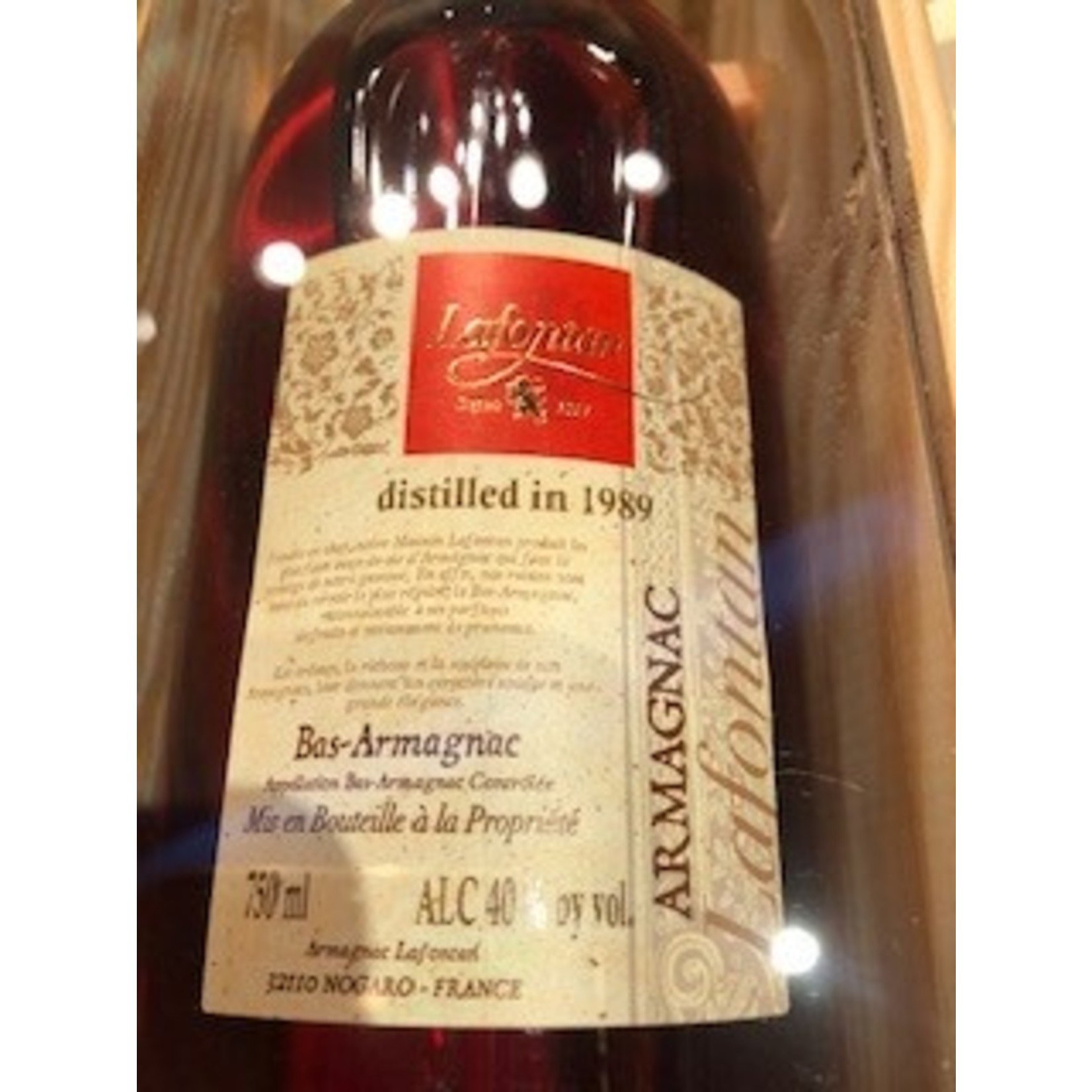 Spirits Lafontan, Bas Armagnac, Sommeliere Antique, 1989 Vintage