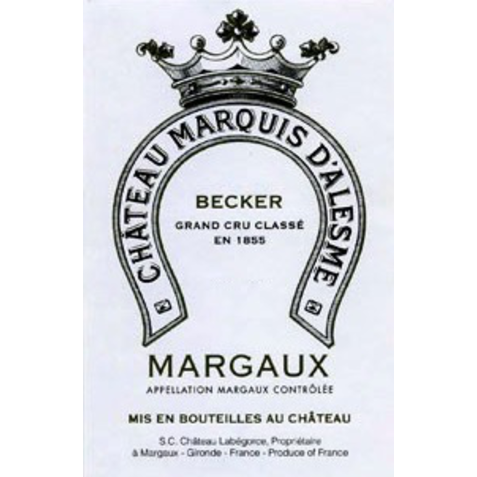 Chateau Marquis di Alesme Becker Margaux 1970 1.5L