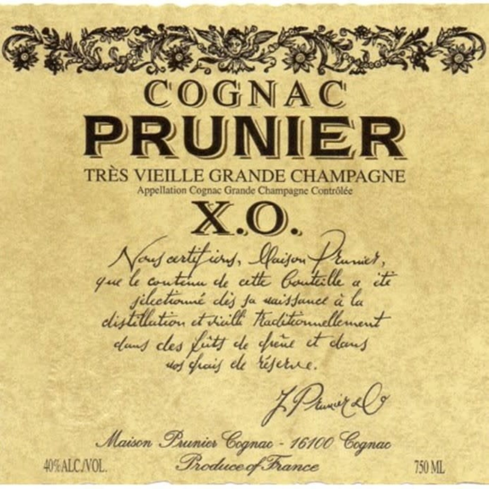 Spirits Tres Vieille Grande Champagne Prunier Cognac